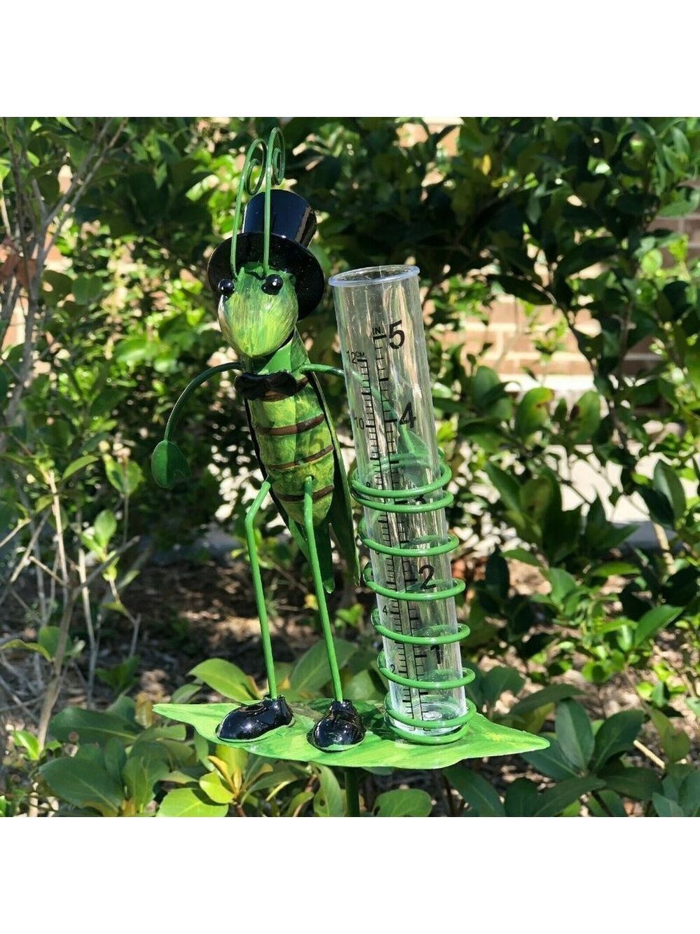 Yard Decor Garden Outdoor Grasshopper Rain Gauge - Picture 2 of 12